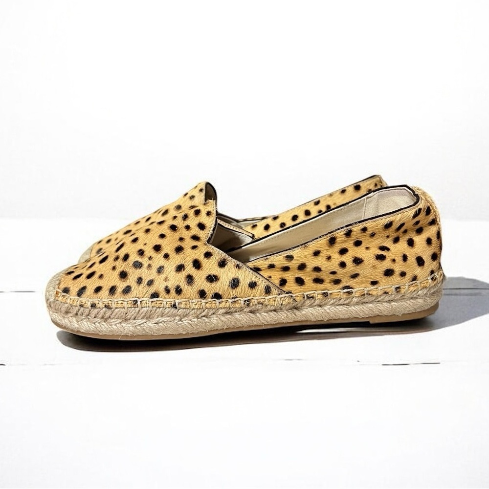 🌻NEW NWOT Sam Edelman Kesia Animal Print Real Fur Slip-On Espadrilles Size 8